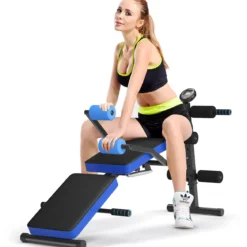 Sit Up Bank klappbar Trainingsbank höhenverstellbar Fitnessbank Schrägbank Blau