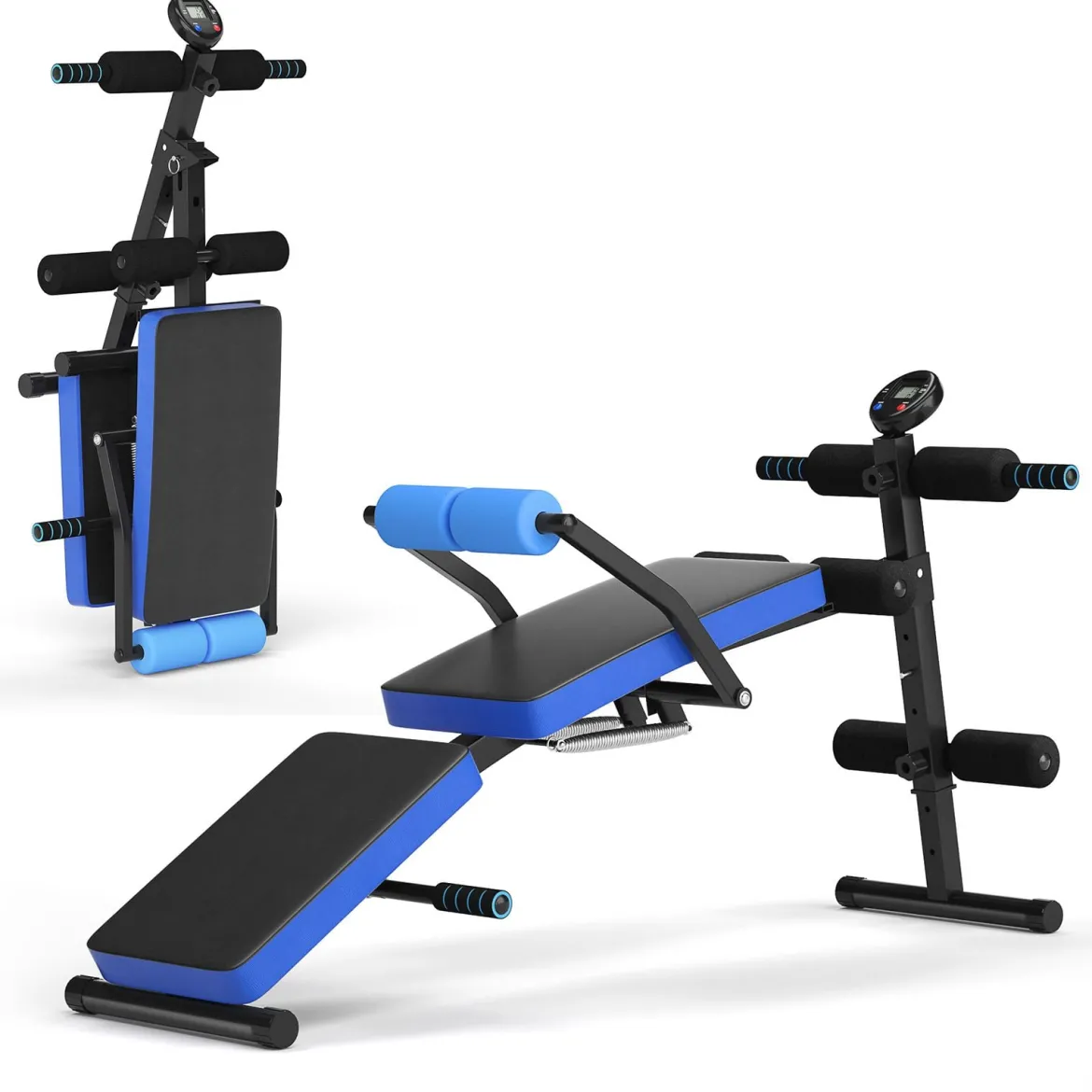 Sit Up Bank klappbar Trainingsbank höhenverstellbar Fitnessbank Schrägbank Blau