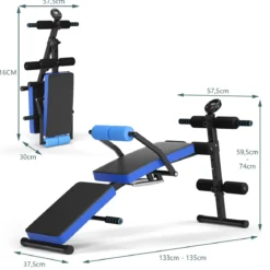 Sit Up Bank klappbar Trainingsbank höhenverstellbar Fitnessbank Schrägbank Blau