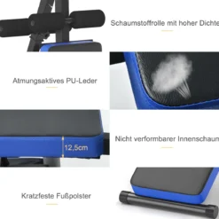 Sit Up Bank klappbar Trainingsbank höhenverstellbar Fitnessbank Schrägbank Blau