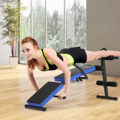 Sit Up Bank klappbar Trainingsbank höhenverstellbar Fitnessbank Schrägbank Blau