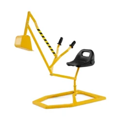 Sitzbagger 360° drehbar Bagger zum Draufsitzen Metall Bagger Sandkasten mit Schaufel Aufsitzbagger Gelb