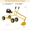 Sitzbagger 360° drehbar Bagger zum Draufsitzen Metall mit Schaufel & Rädern Bagger Sandkasten Gelb