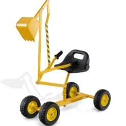 Sitzbagger 360° drehbar Bagger zum Draufsitzen Metall mit Schaufel & Rädern Bagger Sandkasten Gelb