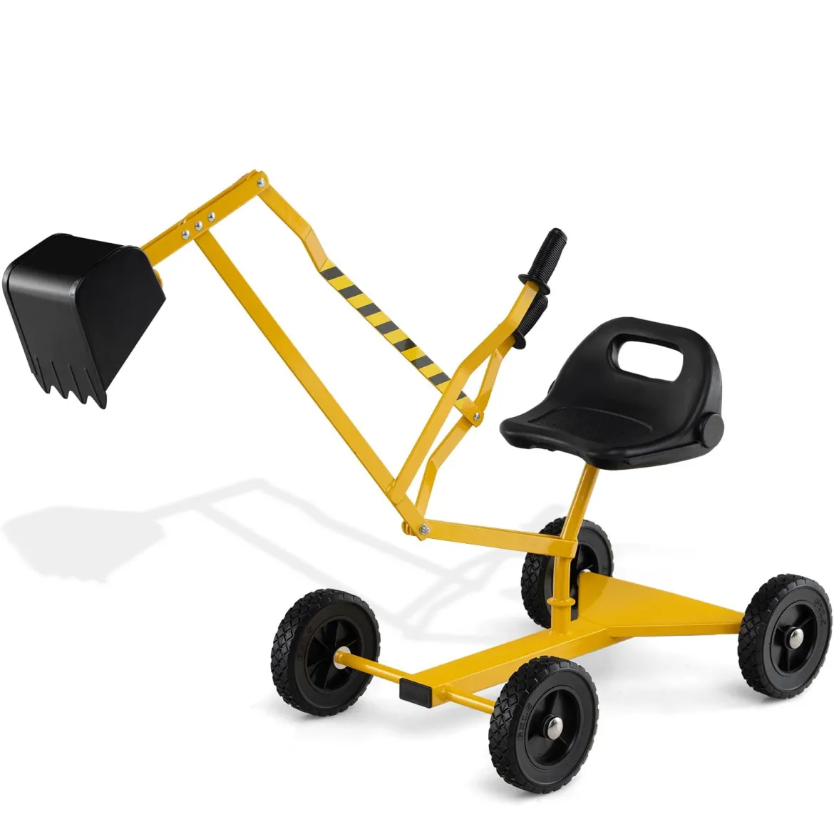 Sitzbagger 360° drehbar Bagger zum Draufsitzen mit Schaufel & Rädern Kinderbagger Metall Aufsitzbagger Sandbagger Gelb