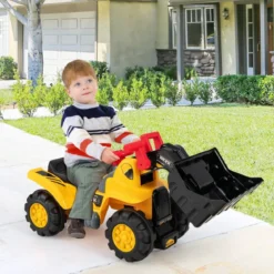 Sitzbagger mit Eingebautem Ablagefach Kinderbagger mit 4 Sound-Tasten Bagger Spielzeug
