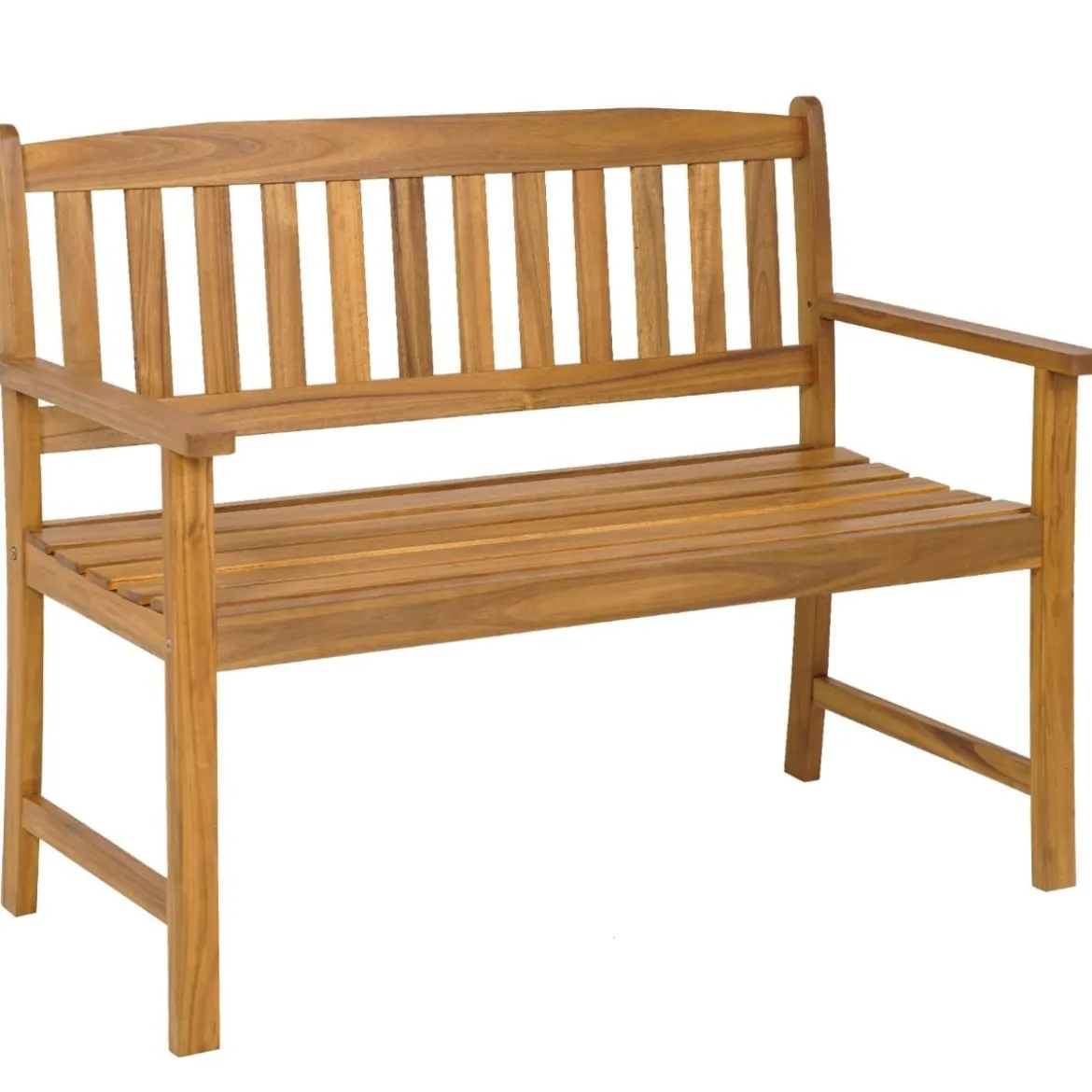 Sitzbank aus Akazienholz Gartenbank für 2 Personen mit Rücken- & Armlehnen 110 x 55 x 86 cm