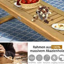 Sitzbank Massivholz Gartenmöbel Holzbank Gartenbank Belastbar bis 360 kg 132 x 34 x 43,5 cm Teak