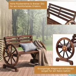 2 Sitzer Gartenbank aus Holz mit Rustikalem Retro-Design 103 x 55 x 76 cm Braun