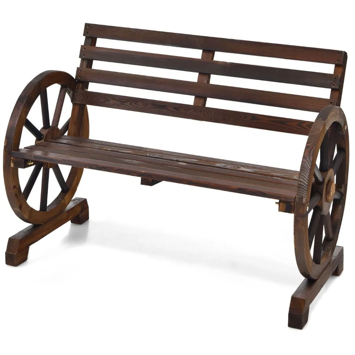 2 Sitzer Gartenbank aus Holz mit Rustikalem Retro-Design 103 x 55 x 76 cm Braun