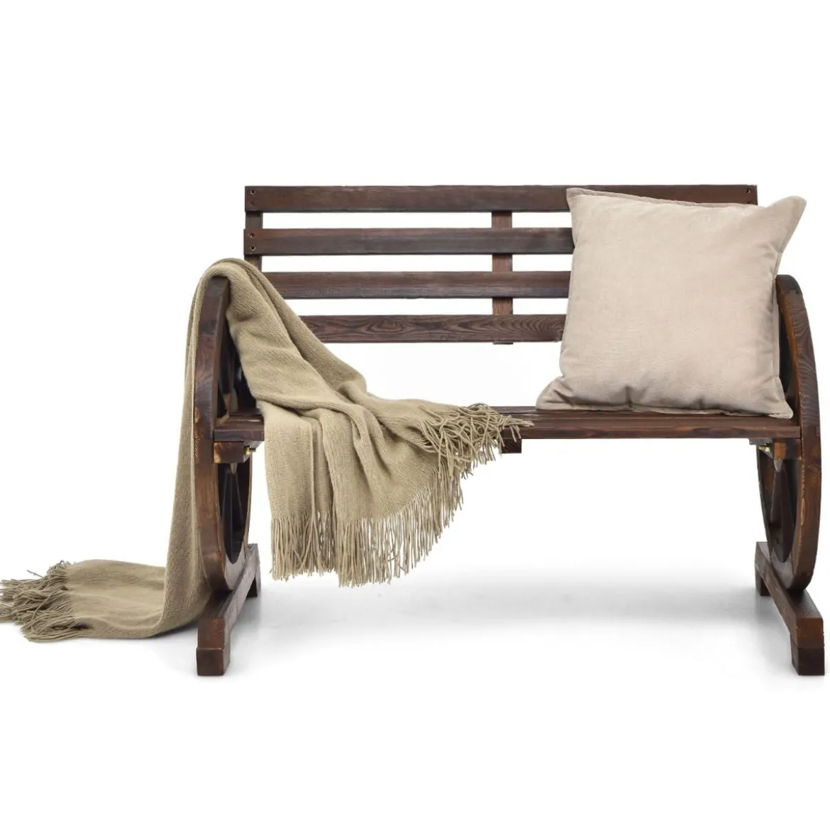 2 Sitzer Gartenbank aus Holz mit Rustikalem Retro-Design 103 x 55 x 76 cm Braun