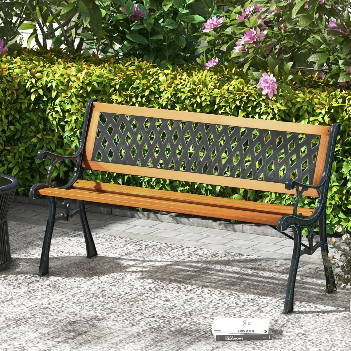 2-Sitzer Gartenbank mit Armlehnen & Rückenlehne Wetterfeste Sitzbank Holzbank Balkonbank