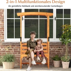 2-Sitzer Gartenbank mit Rankhilfe Rosenbogen Gartenbogen Torbogen für Kletterpflanzen