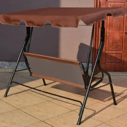 3-Sitzer Hollywoodschaukel mit verstellbarem Dach Gartenschaukel Schaukelbank für Garten