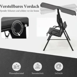 3-Sitzer Hollywoodschaukel mit verstellbarem Dach Gartenschaukel Schaukelbank für Garten