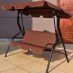 3-Sitzer Hollywoodschaukel mit verstellbarem Dach Gartenschaukel Schaukelbank für Garten