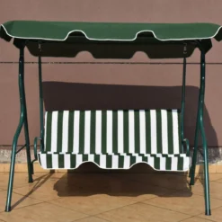 3-Sitzer Hollywoodschaukel mit verstellbarem Dach Gartenschaukel Schaukelbank für Garten