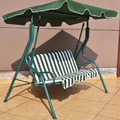 3-Sitzer Hollywoodschaukel mit verstellbarem Dach Gartenschaukel Schaukelbank für Garten