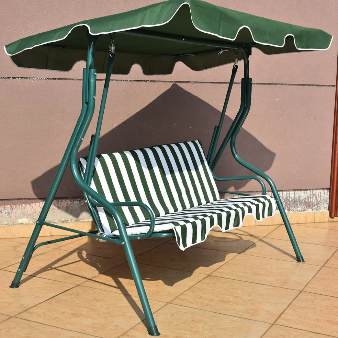 3-Sitzer Hollywoodschaukel mit verstellbarem Dach Gartenschaukel Schaukelbank für Garten