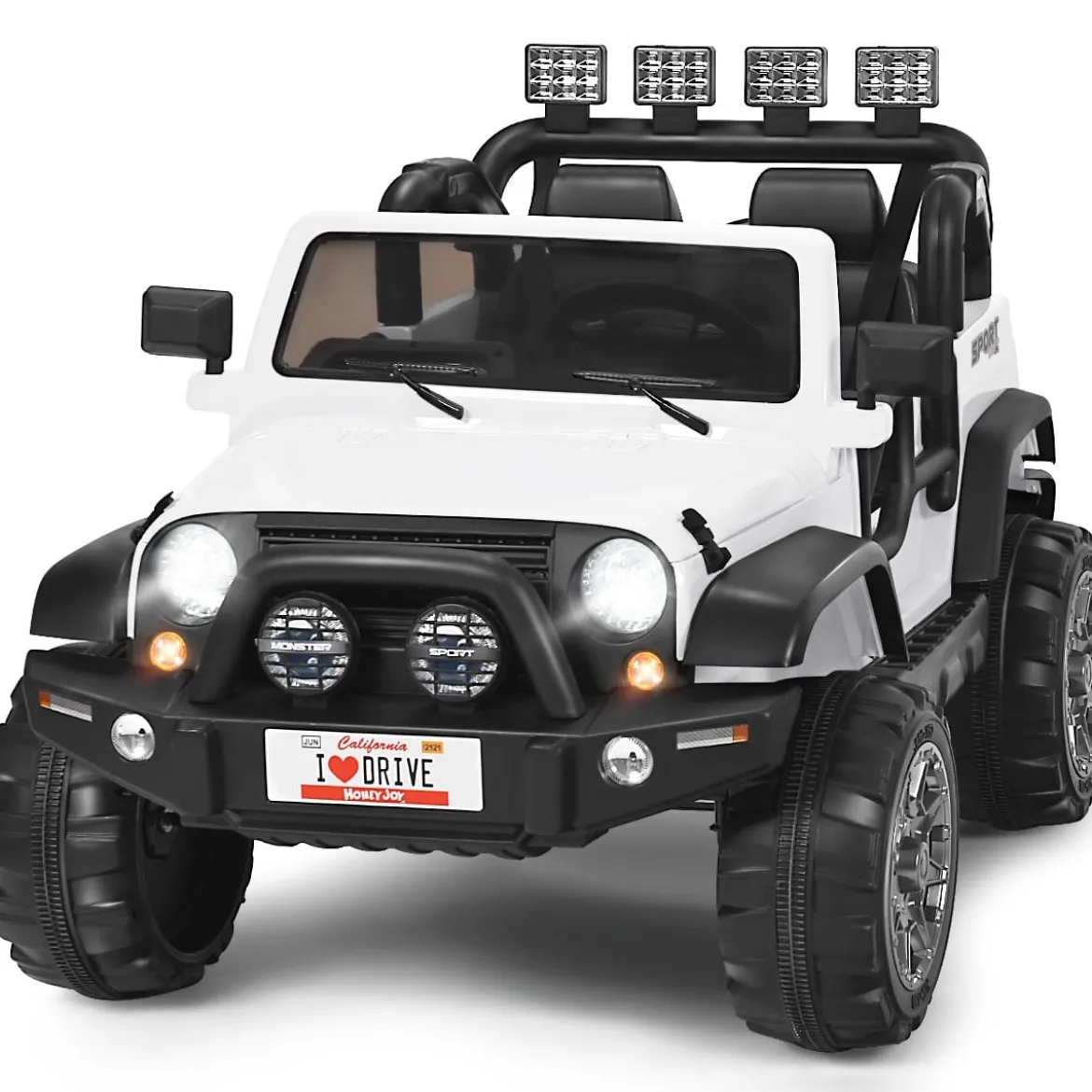 2 Sitzer Kinderauto mit Fernbedienung 3 Gang Elektroauto 123 x 80 x 80 cm Weiß