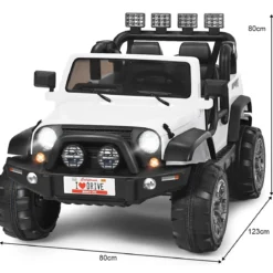 2 Sitzer Kinderauto mit Fernbedienung 3 Gang Elektroauto 123 x 80 x 80 cm Weiß