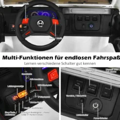 2 Sitzer Kinderauto mit Fernbedienung 3 Gang Elektroauto 123 x 80 x 80 cm Weiß