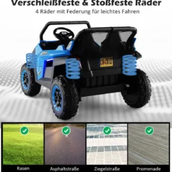 2 Sitzer Kinderauto mit 2,4G Fernbedienung 12V Kinder UTV mit Musik und Scheinwerfer 118 x 74 x 71 cm