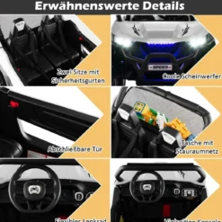 2 Sitzer Kinderauto mit 2,4G Fernbedienung 12V Kinder UTV mit Musik und Scheinwerfer 118 x 74 x 71 cm
