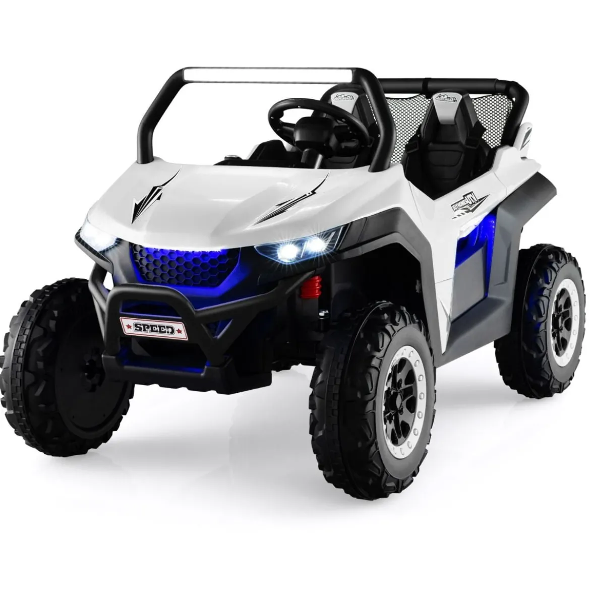 2 Sitzer Kinderauto mit 2,4G Fernbedienung 12V Kinder UTV mit Musik und Scheinwerfer 118 x 74 x 71 cm
