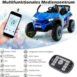 2 Sitzer Kinderauto mit 2,4G Fernbedienung 12V Kinder UTV mit Musik und Scheinwerfer 118 x 74 x 71 cm