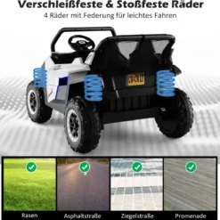 2 Sitzer Kinderauto mit 2,4G Fernbedienung 12V Kinder UTV mit Musik und Scheinwerfer 118 x 74 x 71 cm