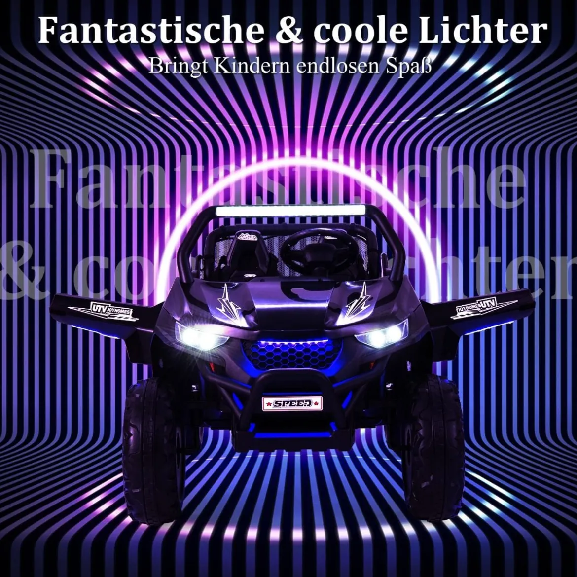 2 Sitzer Kinderauto mit 2,4G Fernbedienung 12V Kinder UTV mit Musik und Scheinwerfer 118 x 74 x 71 cm