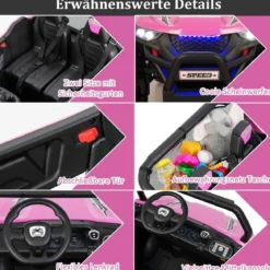 2 Sitzer Kinderauto mit 2,4G Fernbedienung 12V Kinder UTV mit Musik und Scheinwerfer 118 x 74 x 71 cm