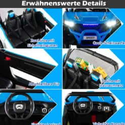 2 Sitzer Kinderauto mit 2,4G Fernbedienung 12V Kinder UTV mit Musik und Scheinwerfer 118 x 74 x 71 cm