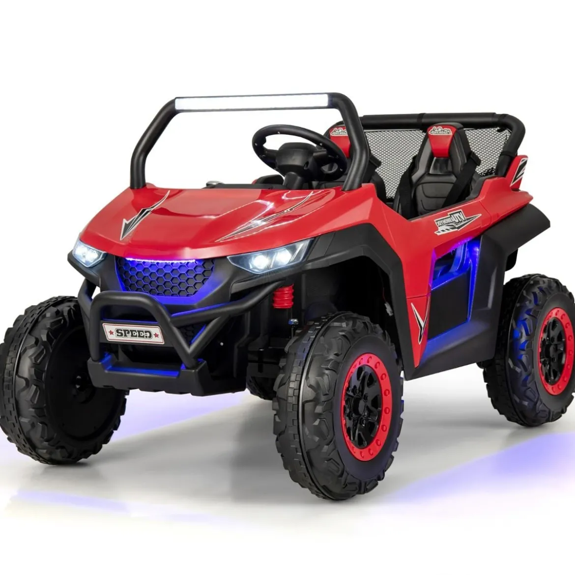 2 Sitzer Kinderauto mit 2,4G Fernbedienung 12V Kinder UTV mit Musik und Scheinwerfer 118 x 74 x 71 cm