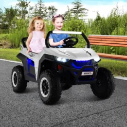 2 Sitzer Kinderauto mit 2,4G Fernbedienung 12V Kinder UTV mit Musik und Scheinwerfer 118 x 74 x 71 cm