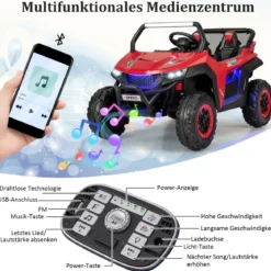 2 Sitzer Kinderauto mit 2,4G Fernbedienung 12V Kinder UTV mit Musik und Scheinwerfer 118 x 74 x 71 cm