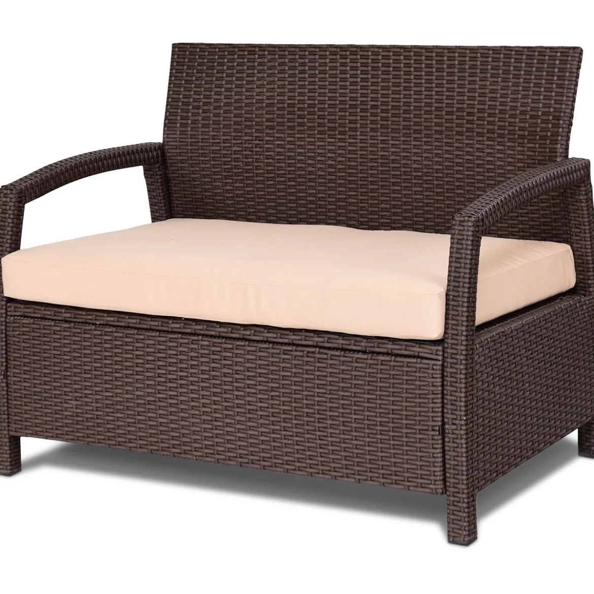 2-Sitzer Rattan Gartenbank Outdoor Lounge Sitzbank Braun 108 x 64 x 84 cm