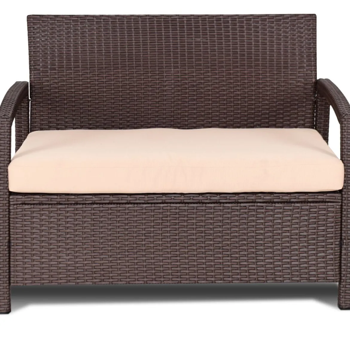 2-Sitzer Rattan Gartenbank Outdoor Lounge Sitzbank Braun 108 x 64 x 84 cm