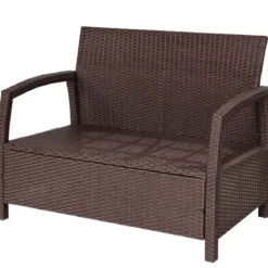 2-Sitzer Rattan Gartenbank Outdoor Lounge Sitzbank Braun 108 x 64 x 84 cm