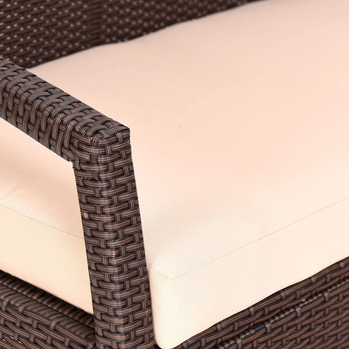 2-Sitzer Rattan Gartenbank Outdoor Lounge Sitzbank Braun 108 x 64 x 84 cm