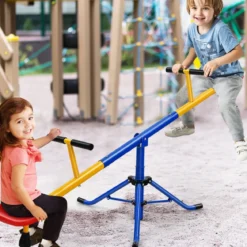 2 Sitzer Schaukelwippe Kinderwippe Metall Karussellwippe Schwenkbare Wippe 182 x 29 x 86 cm Bunt