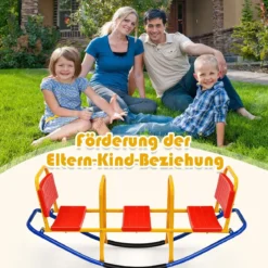3 Sitzer Schaukelwippe Kinderwippe mit Griffen belastbar Kinderwippe Metall 136 x 39 x 60 cm Bunt