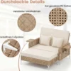 2-Sitzer-Schlafsofa Tagesbett mit Stauraum-Ottomane verstellbare Rückenlehne Beige