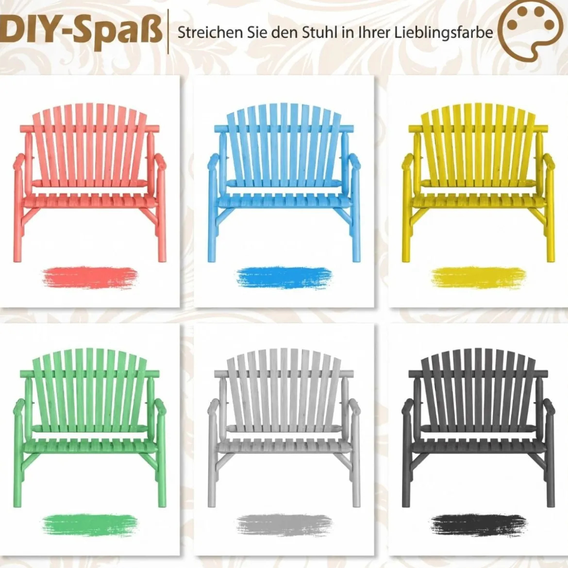 2-Sitzer Sitzbank mit Armlehnen Holz Gartenbank bis 300 kg Belastbar Balkonbank Braun