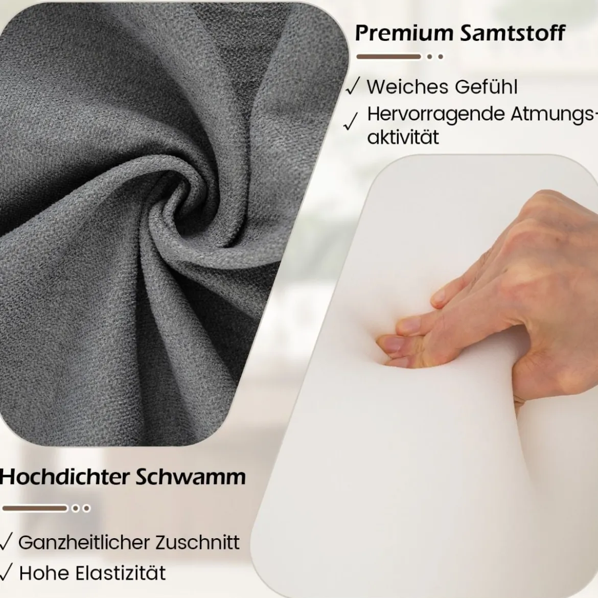 Sitzsack bequemer Bodensofa Stuhl mit weichem Samt & ergonomischer Unterstützung komfortabler Einzel-Lesesessel Grau