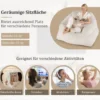 Sitzsack Sessel Bodensessel mit Samtbezug & rutschfestem Boden gepolstertes Bodensofa für Wohnzimmer 124 x 110 x 68 cm Beige