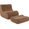 Sitzsack Sessel mit Hocker Sitzsack Erwachsene mit hoch elastischem Schwamm & Teddy-Samtbezug Bean Bag Chair, Bodenstuhl Boden Sessel Braun