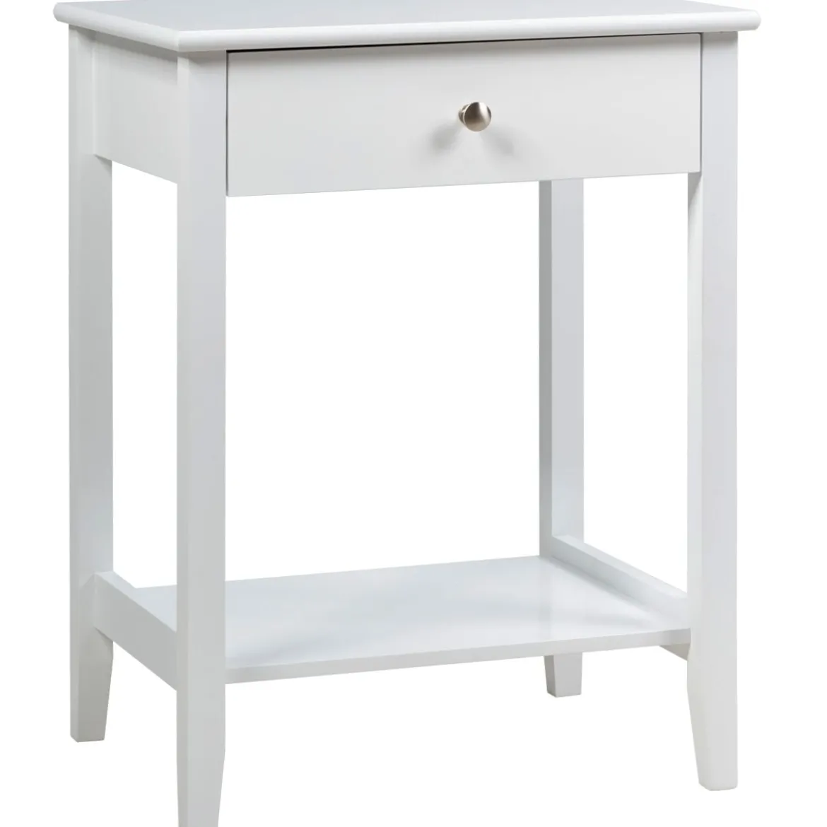 Sofatisch 2-Stufiger Nachttisch aus Holz mit Schiebeschublade 47,5 x 36 x 62 cm Weiß