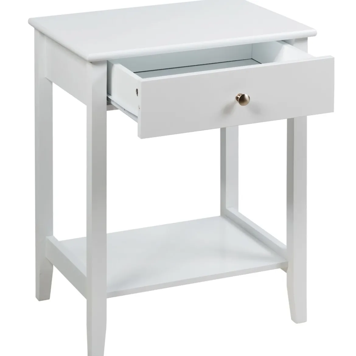 Sofatisch 2-Stufiger Nachttisch aus Holz mit Schiebeschublade 47,5 x 36 x 62 cm Weiß